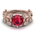 Leaves All Around Red Ruby Wedding Bridal Set - Sydney 2ct No. 11