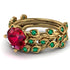 Leaves All Around Red Ruby Wedding Bridal Set - Sydney 2ct No. 25