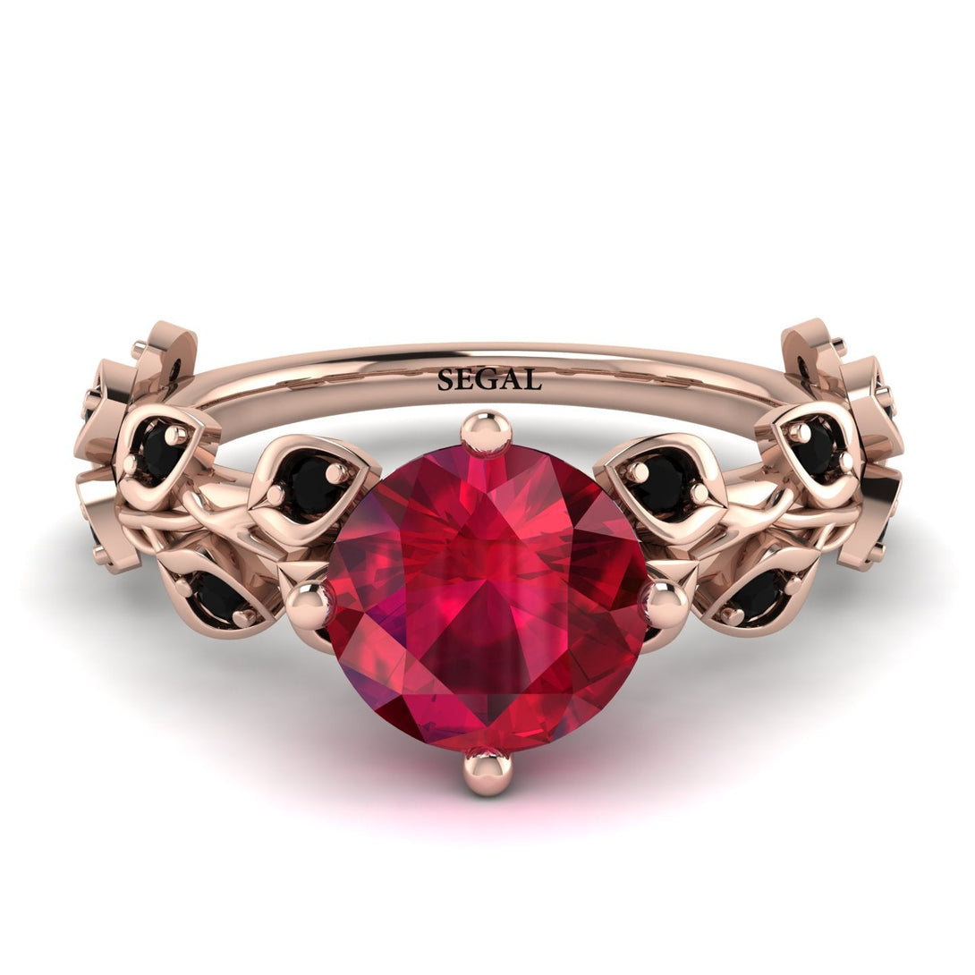 Leaves All Around Rose Gold Ruby Ring - Sydney 2ct No. 41