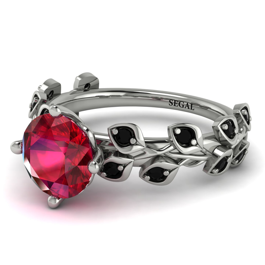Leaves All Around White Gold Ruby Ring - Sydney 2ct No. 42