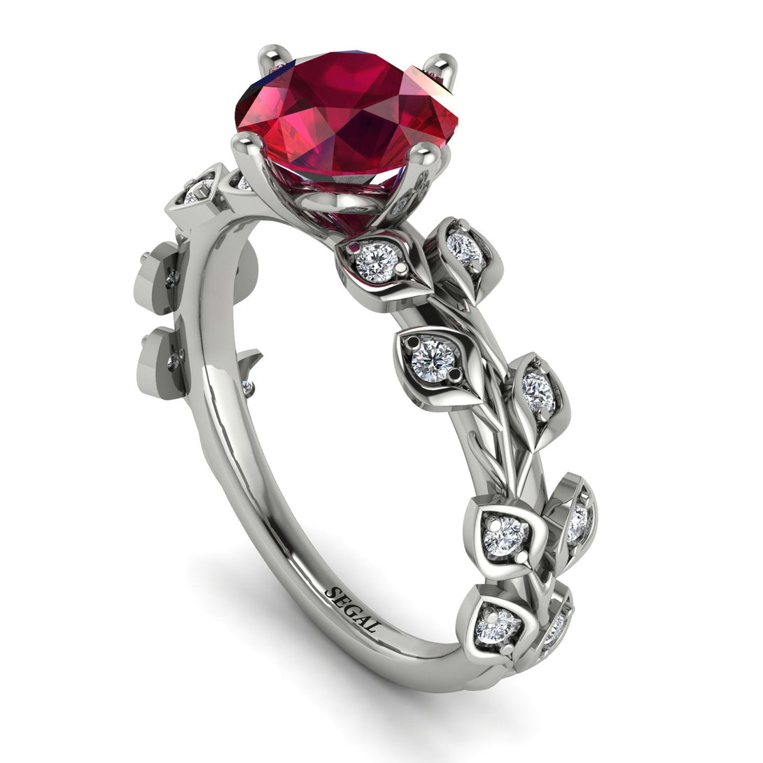 Leaves All Around White Gold Ruby Ring - Sydney 2ct No. 12