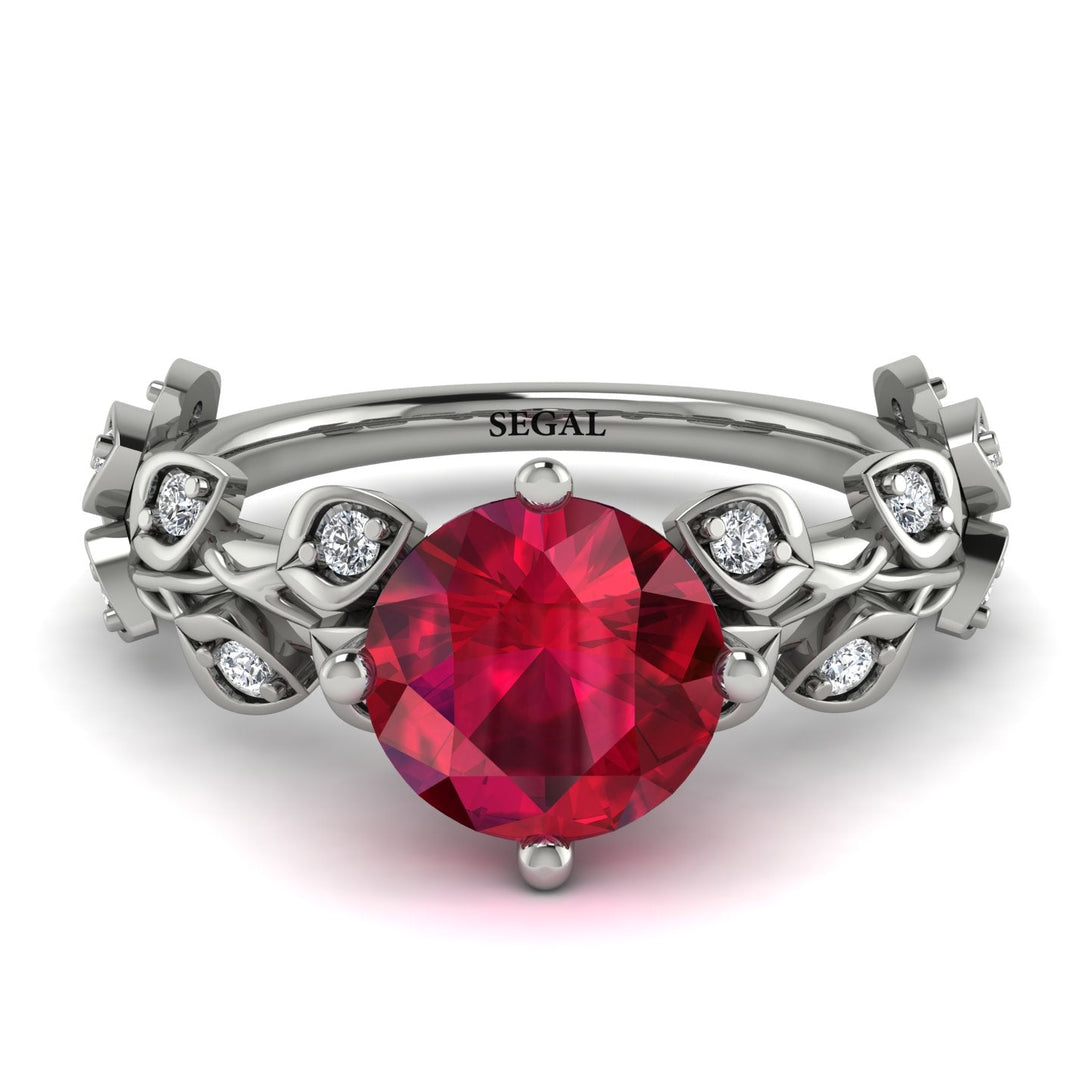 Leaves All Around White Gold Ruby Ring - Sydney 2ct No. 12
