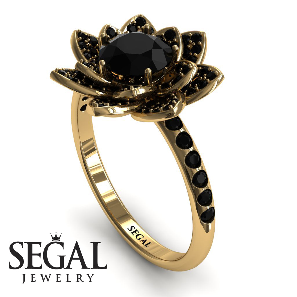 Lotus Black Diamond Engagement Ring - Princess Lotus no. 4