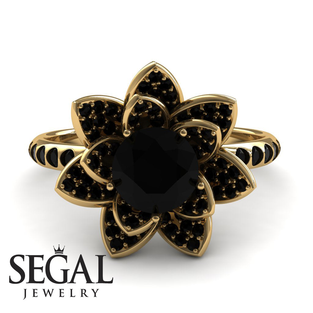 Lotus Black Diamond Engagement Ring - Princess Lotus no. 4