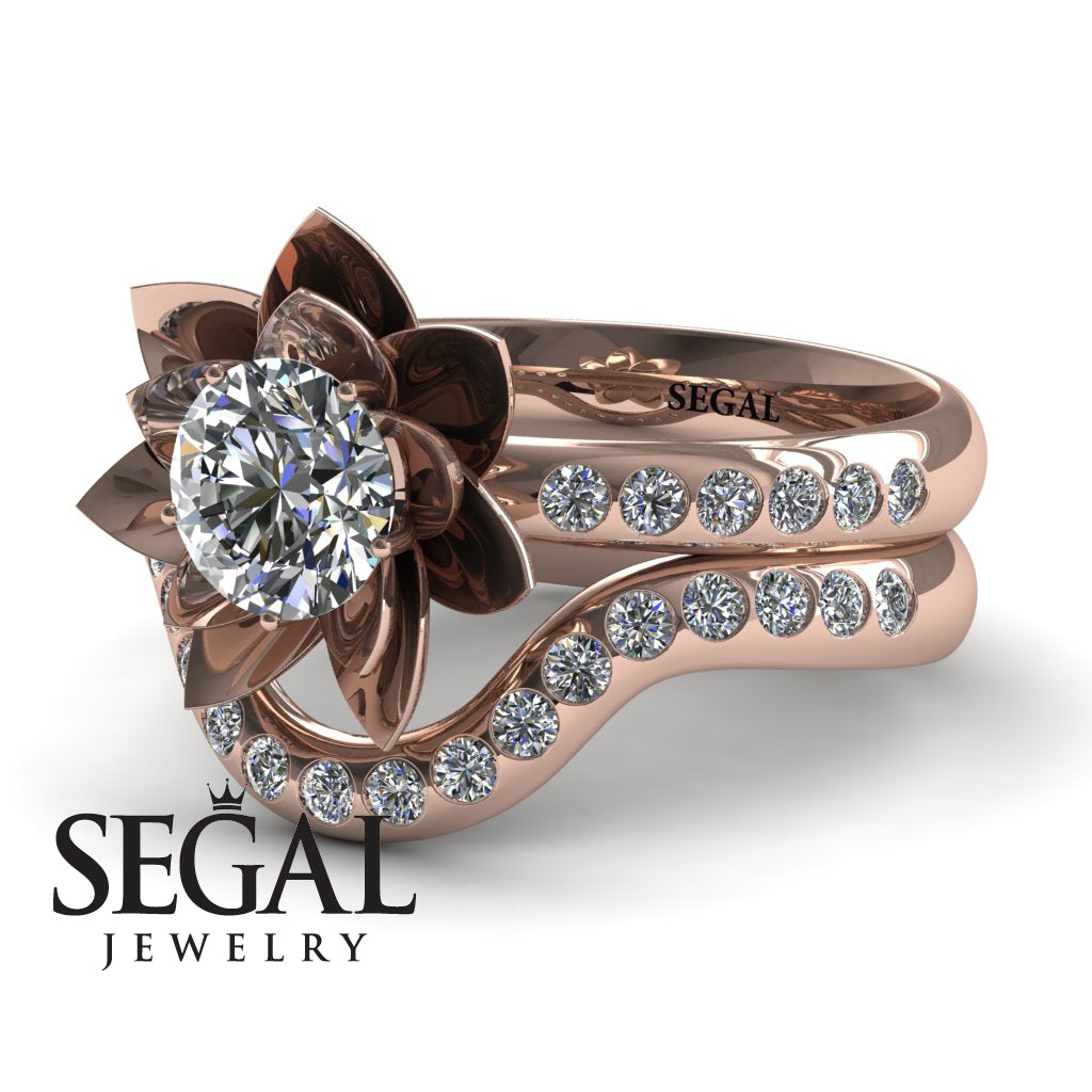 Lotus Bridal Set Flower Diamond ring - Lotus no. 2