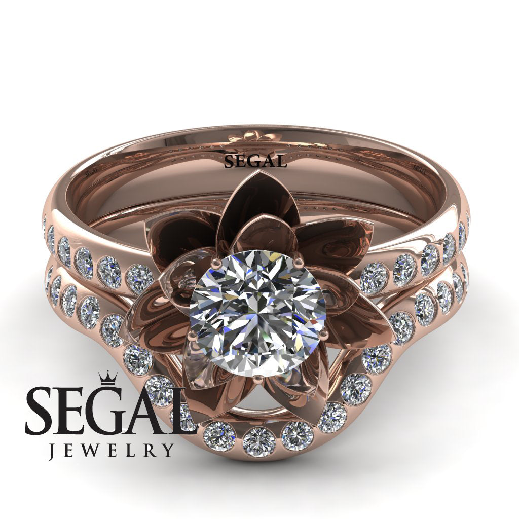 Lotus Bridal Set Flower Diamond ring - Lotus no. 2