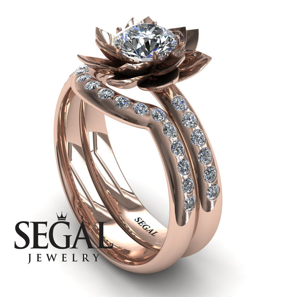 Lotus Bridal Set Flower Diamond ring - Lotus no. 2
