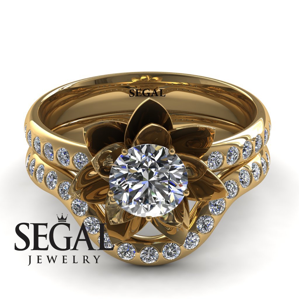Lotus Flower Bridal Set Diamond ring - Lotus no. 1