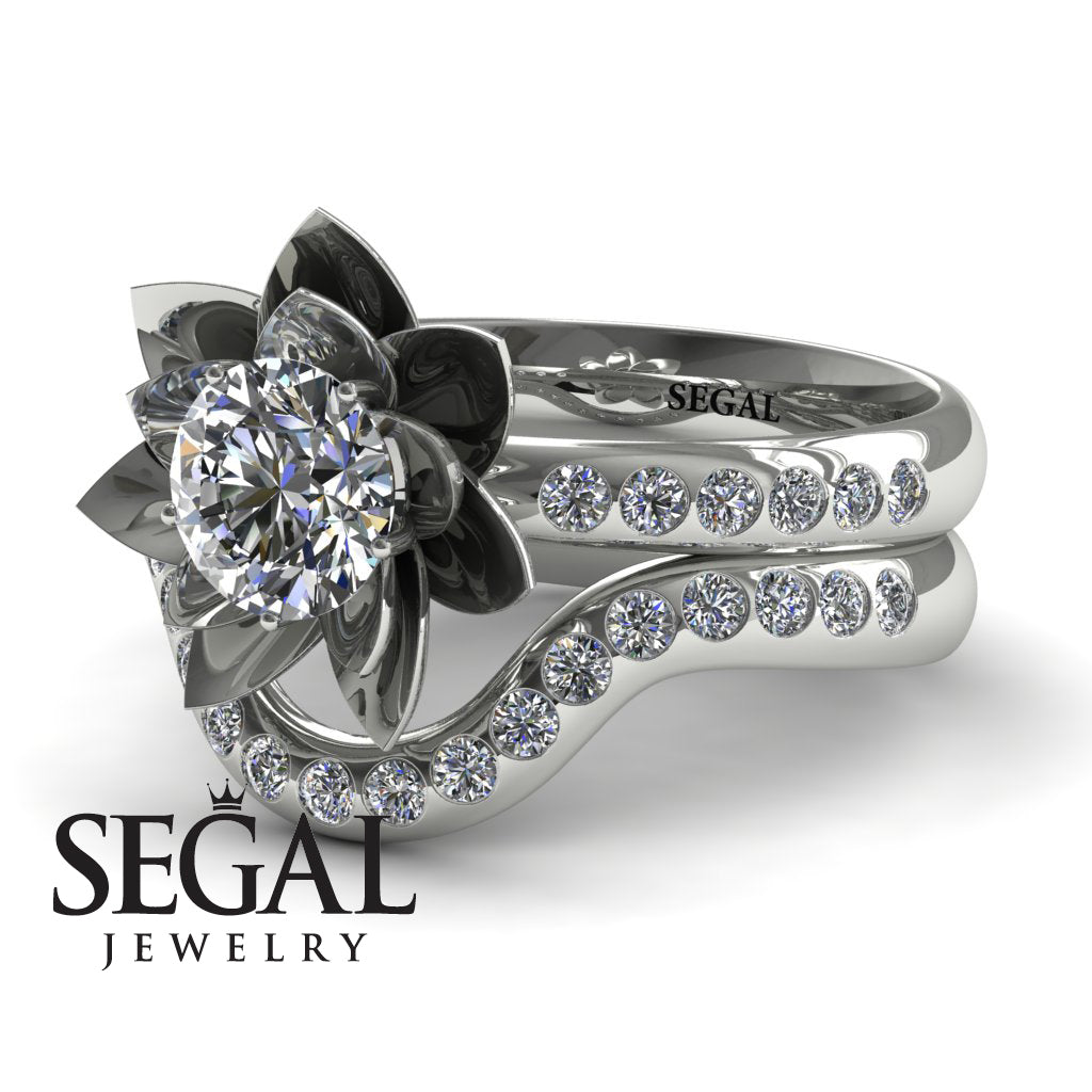 Lotus Flower Bridal Set Diamond ring - Lotus no. 3