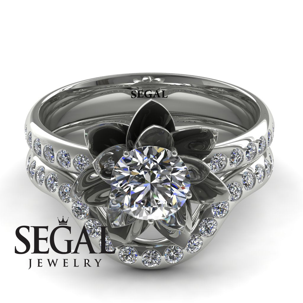 Lotus Flower Bridal Set Diamond ring - Lotus no. 3