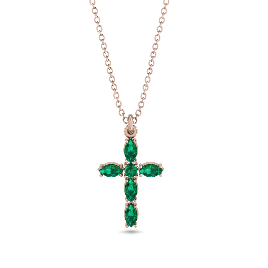 Luxurious Emerald Cross Necklace - Silas No. 5