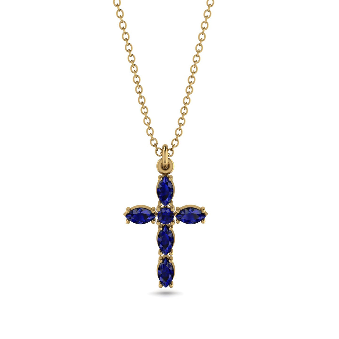 Luxurious Sapphire Cross Necklace - Silas No. 13