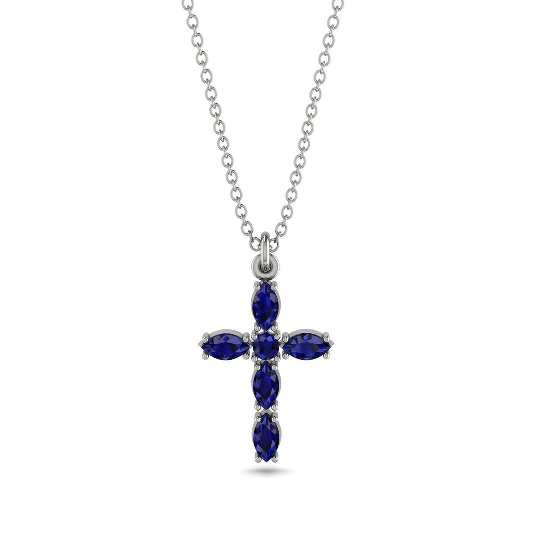 Luxurious Sapphire Cross Necklace - Silas No. 15