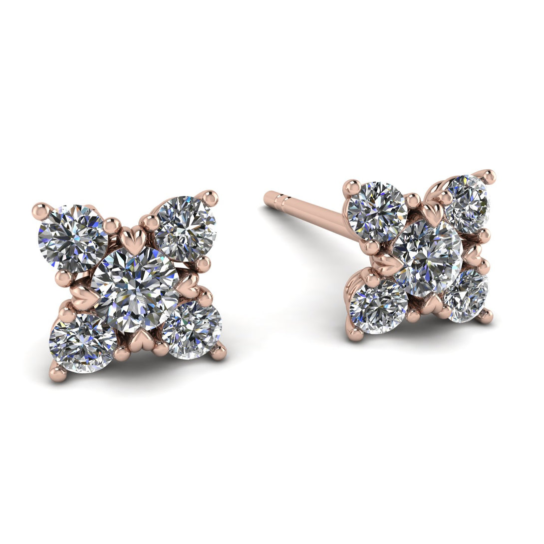 Geometrical 5 Diamonds Stud Earrings - Noa No. 2