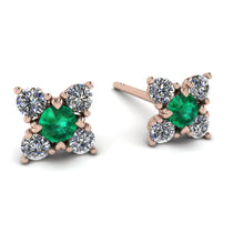 Geometrical 5 Emeralds Stud Earrings - Noa No. 5 image 1