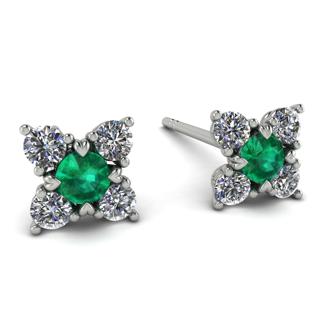 Geometrical 5 Emeralds Stud Earrings - Noa No. 6