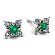 Geometrical 5 Emeralds Stud Earrings - Noa No. 6 image 1