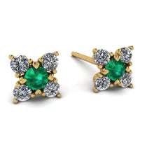 Geometrical 5 Emeralds Stud Earrings - Noa No. 4 image 1