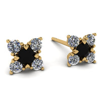 Geometrical 5 Black Diamonds Stud Earrings - Noa No. 7 image 1