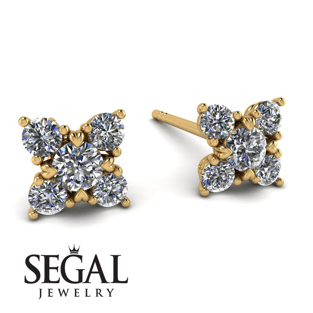 Geometrical 5 Diamonds Stud Earrings - Noa No. 1