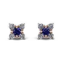 Geometrical 5 Sapphires Stud Earrings - Noa No. 14 image 1