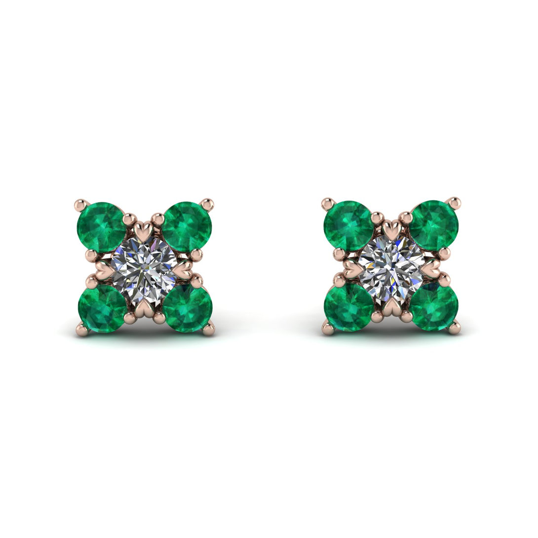 Geometrical 5 Diamonds Stud Earrings - Noa No. 17