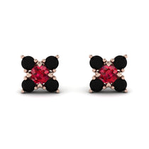 Geometrical 5 Rubys Stud Earrings - Noa No. 41 image 1