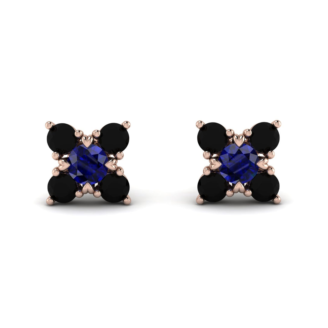 Geometrical 5 Sapphires Stud Earrings - Noa No. 44