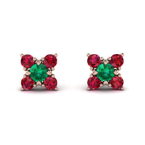 Geometrical 5 Emeralds Stud Earrings - Noa No. 51 image 1