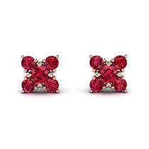 Geometrical 5 Rubys Stud Earrings - Noa No. 56 image 1