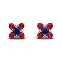 Geometrical 5 Sapphires Stud Earrings - Noa No. 59 image 1