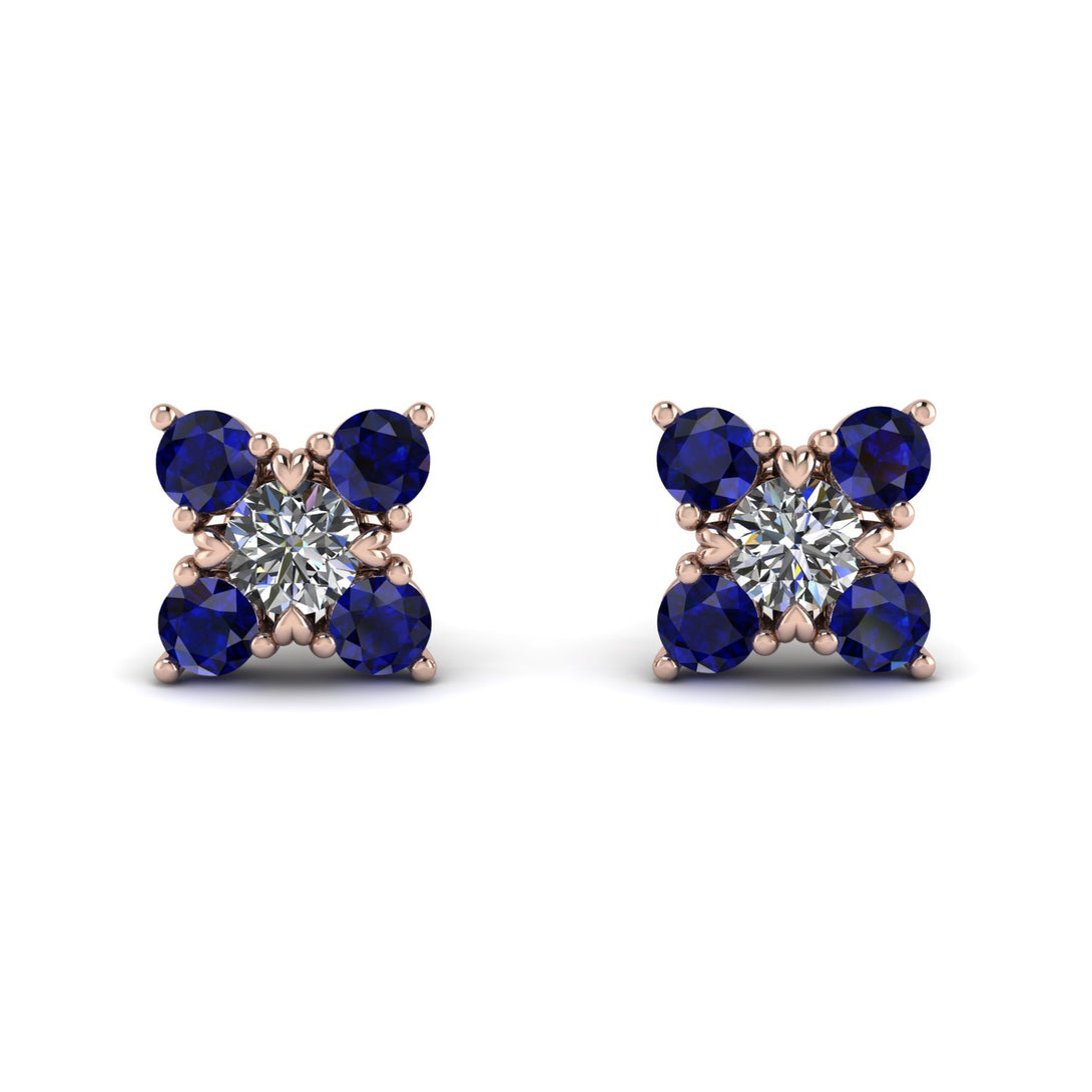 Geometrical 5 Diamonds Stud Earrings - Noa No. 62