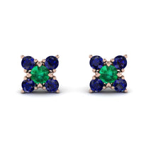 Geometrical 5 Emeralds Stud Earrings - Noa No. 65 image 1