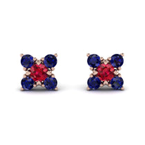 Geometrical 5 Rubys Stud Earrings - Noa No. 71 image 1