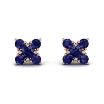 Geometrical 5 Sapphires Stud Earrings - Noa No. 74 image 1