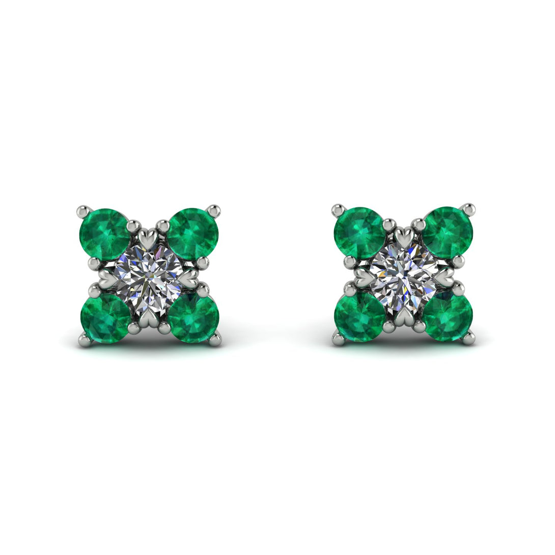 Geometrical 5 Diamonds Stud Earrings - Noa No. 18