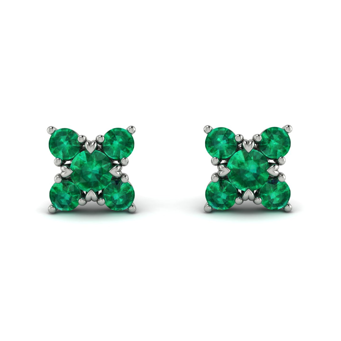 Geometrical 5 Emeralds Stud Earrings - Noa No. 21