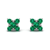 Geometrical 5 Emeralds Stud Earrings - Noa No. 21 image 1
