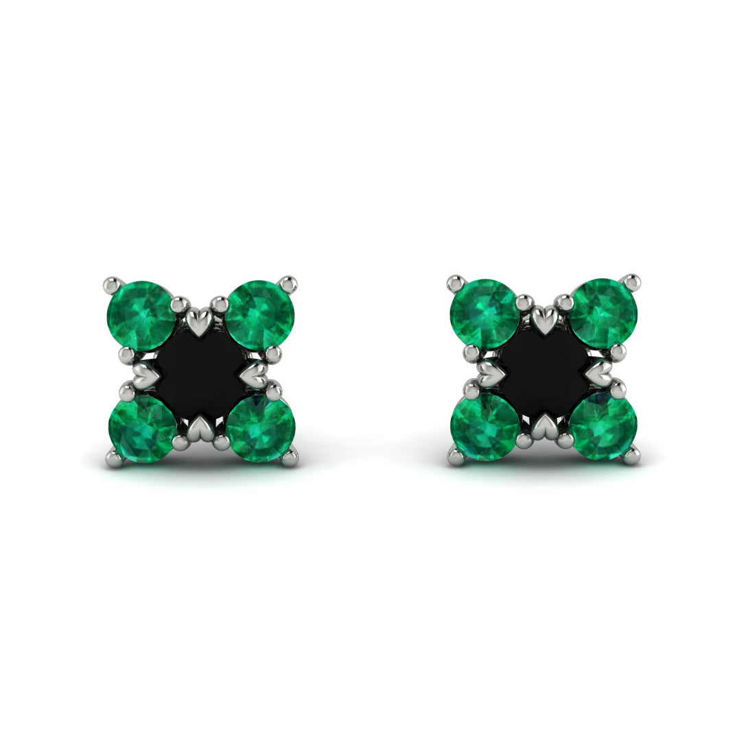 Geometrical 5 Black Diamonds Stud Earrings - Noa No. 24