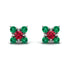 Geometrical 5 Rubys Stud Earrings - Noa No. 27 image 1