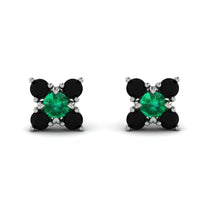 Geometrical 5 Emeralds Stud Earrings - Noa No. 36 image 1