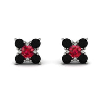 Geometrical 5 Rubys Stud Earrings - Noa No. 42 image 1