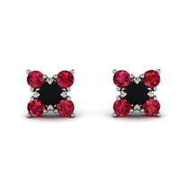 Geometrical 5 Black Diamonds Stud Earrings - Noa No. 54 image 1