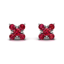 Geometrical 5 Rubys Stud Earrings - Noa No. 57 image 1