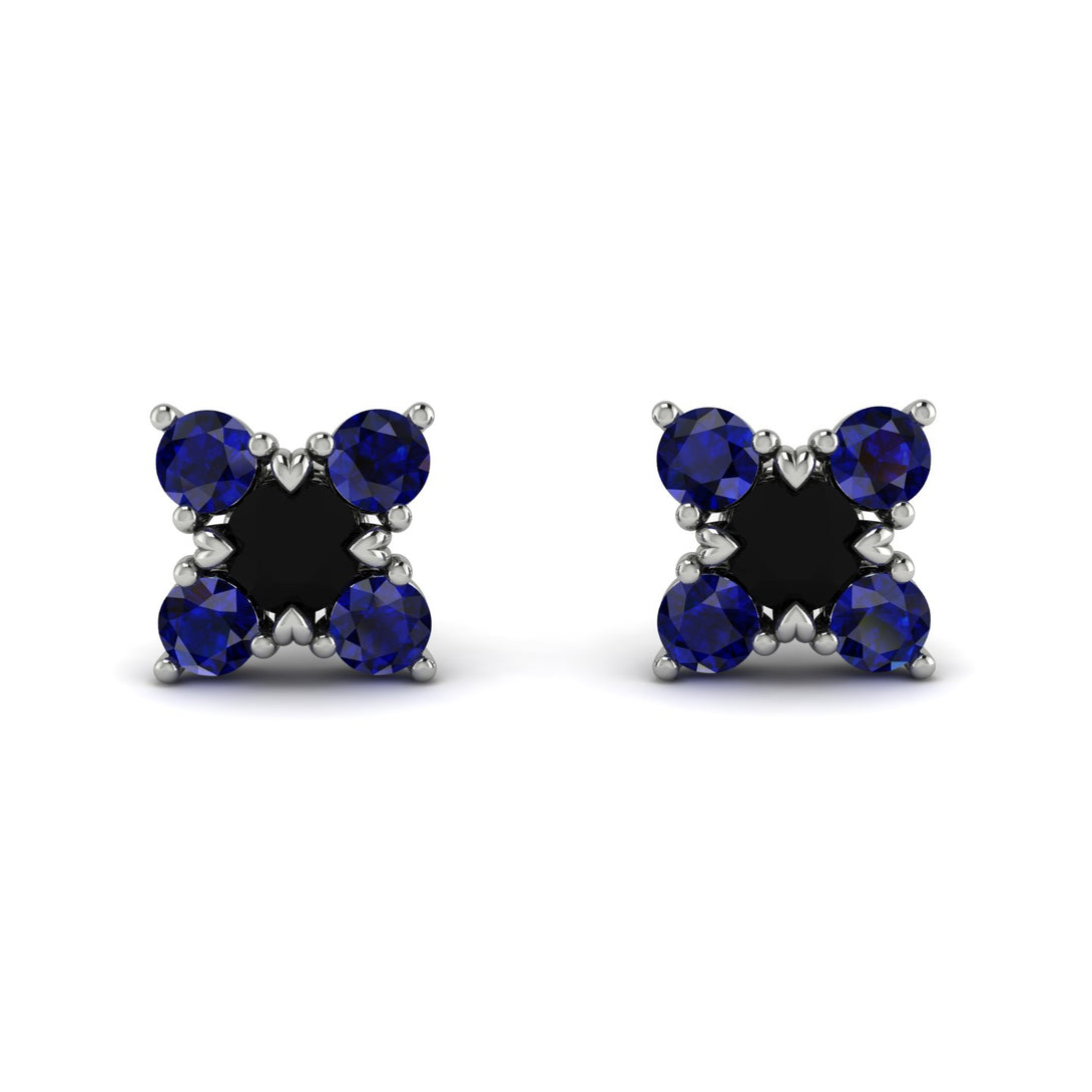 Geometrical 5 Black Diamonds Stud Earrings - Noa No. 69
