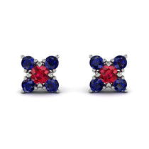 Geometrical 5 Rubys Stud Earrings - Noa No. 72 image 1