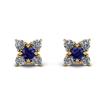 Geometrical 5 Sapphires Stud Earrings - Noa No. 13 image 1