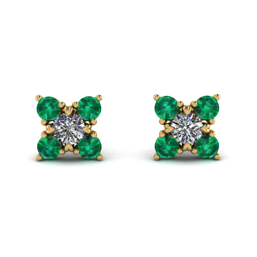 Geometrical 5 Diamonds Stud Earrings - Noa No. 16