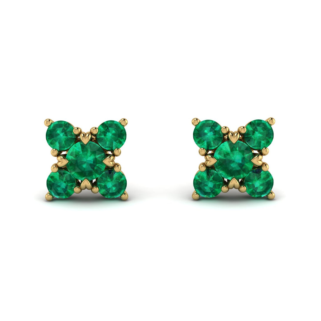 Geometrical 5 Emeralds Stud Earrings - Noa No. 19