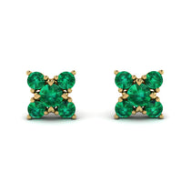 Geometrical 5 Emeralds Stud Earrings - Noa No. 19 image 1